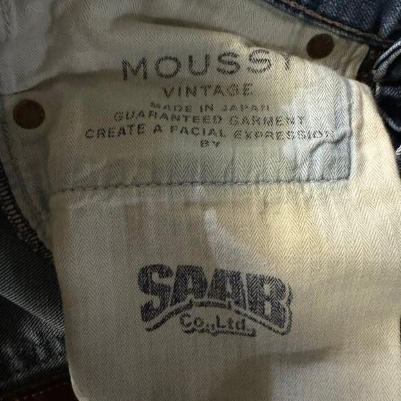 Moussy Vintage Tapered Raw Frayed Hem Jeans Women Size 26 Made in Japan Blue - Picture 10 of 10